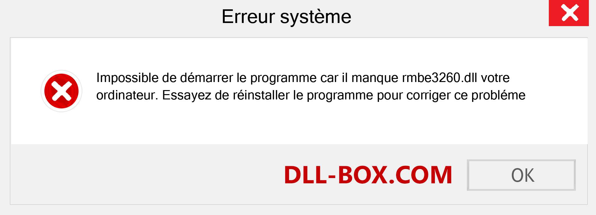 Le fichier rmbe3260.dll est manquant ?. Télécharger pour Windows 7, 8, 10 - Correction de l'erreur manquante rmbe3260 dll sur Windows, photos, images